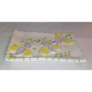 Adorable 3D bee dish pottery handmade  handPainted artist signed